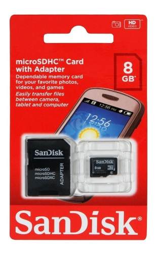 Memoria Micro Sd Sandisk 8 Gb - Remate! 4vds