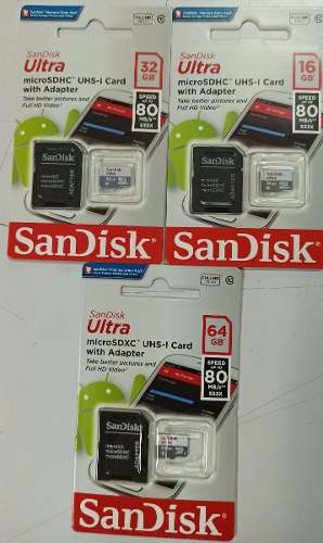 Memoria Micro Sdhc Sandisk 16gb,32gb,64gb Clase 10