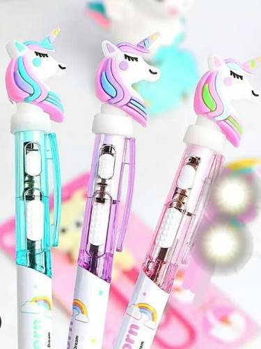 Bolígrafos Luminosos Led Diseños Unicornio