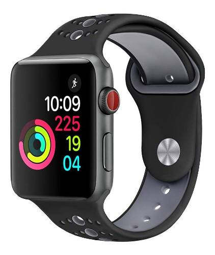 Correa De Silicon Apple Watch 42mm - Negro / Gris