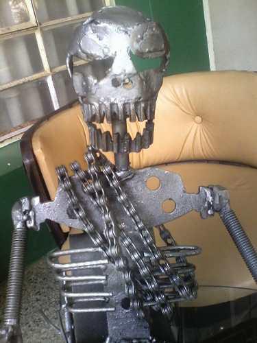 Moto Calavera Escultura Arte En Metal Reciclado Adorno
