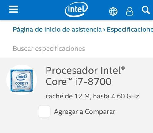 Procesador Intel Core I7 8700 3.2 Ghz Socket 1151