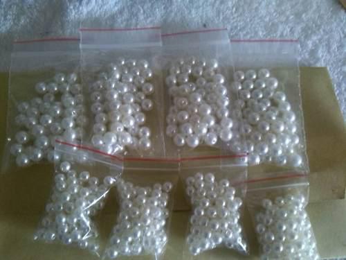 Perlas Blancas -3mm Hasta-12mm Bisutería X 12 Paquetes