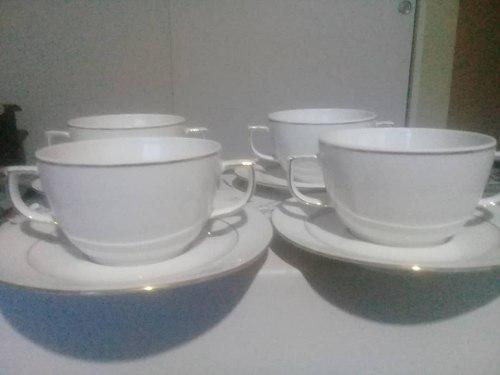 Tazas (6)soperas Con Doble Asa Y Plato.marca Bavaria