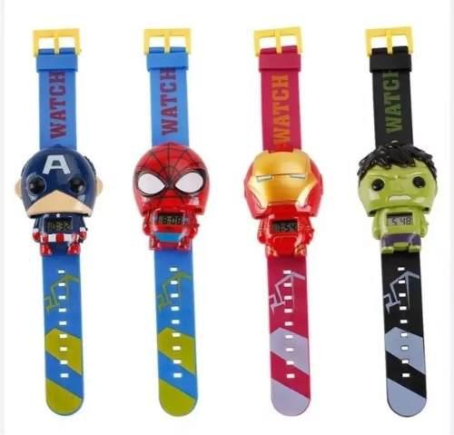 Reloj Digital 2en1 Muñeco Spiderman Capitan Batman Hulk