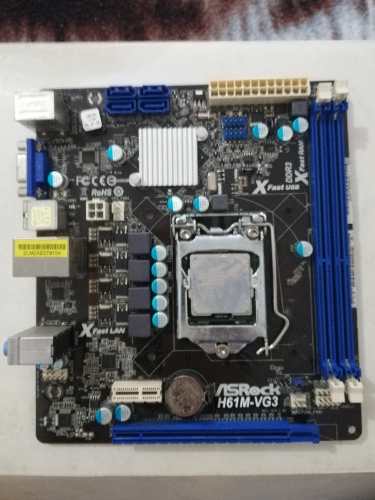 Intel Asrock H61 Vg3 Ddr3 Lga  + Procesa