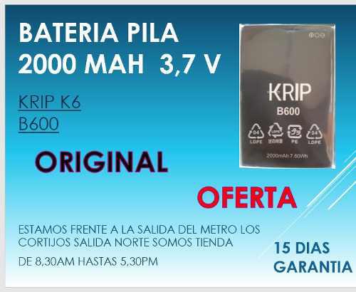 Bateria Pila Krip K6 B600 Original 2000 Mah Oferta