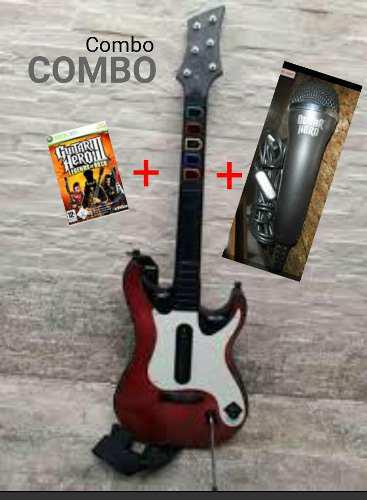 Combo Guitarra Xbox+ Micrófono + Juego Guitar Hero