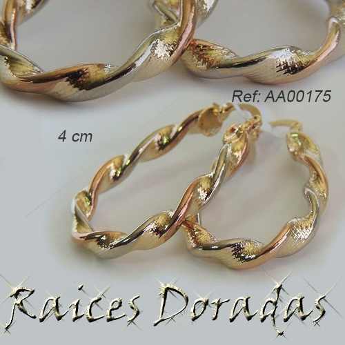 Argollas 4cm Rosca, Entorchada, Espiral, Bicolor, Laminado