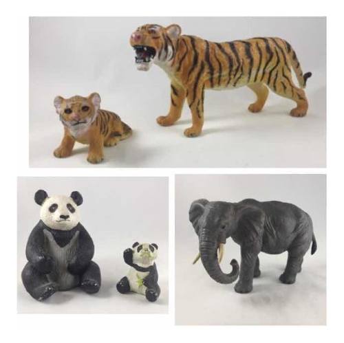 Figuras/animales A Escala Tigre Y Panda Con Cria - Elefante