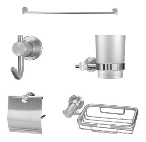 Juego De Accesorios Para Baño Quality Metal Satinado Fp Bm