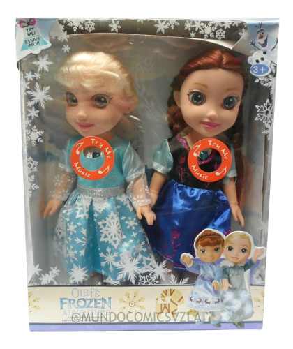 Set De 2 Muñecas Frozen Niñas Ana Y Elsa Con Sonido