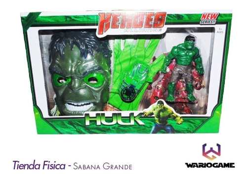 Set De Avengers Hulk Mascara Guante Y Figura Niños Juguete