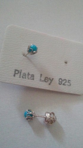 Zarcillos Abridor Para Bebe En Azul Plata 925