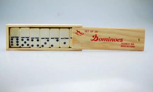 Domino Con Estuche De Madera Juego De Mesa 28pzs Grande