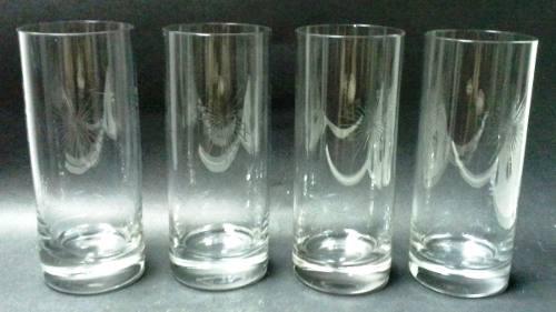 Cuatro Bellos Vasos Altos Cristal 50 Tallado Átomos