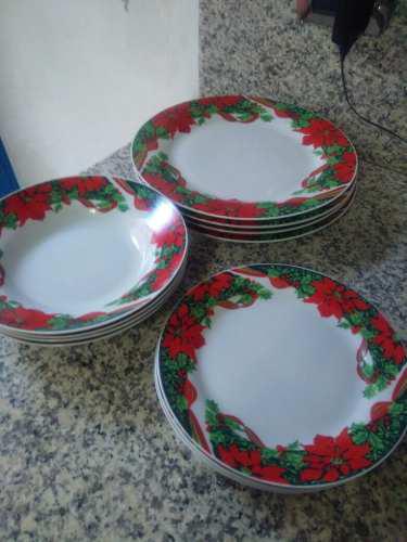 Vajilla De Porcelana Navidad 4 Personas 12 Piezas 18 $