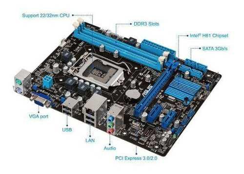 Combo De Tarjeta Madre Asus H61m-e 1155 Intel I7 2600