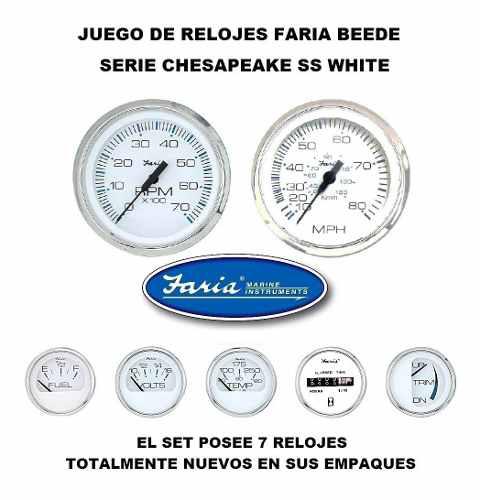 Juego De Relojes Náuticos Faria Chesapeake Ss Blanco