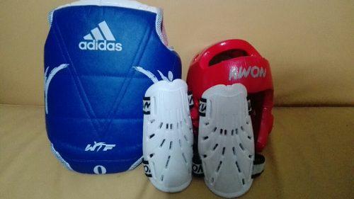 Kit Taekwondo Casco Peto Y Espinilleras También Por