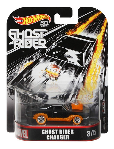 Hot Wheels Marvel Dodge Charger Ghost Rider, Ruedas De Goma
