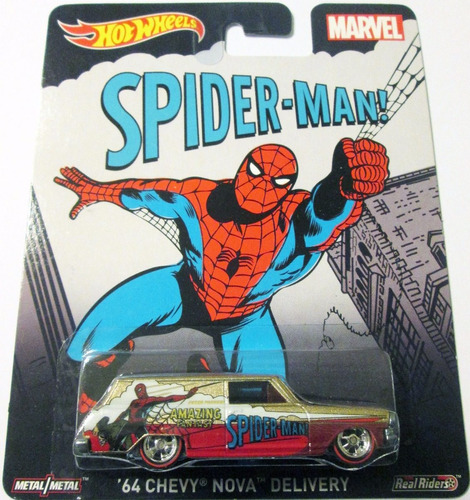 Hot Wheels Marvel Spiderman '64 Chevy Nova Delivery R/goma
