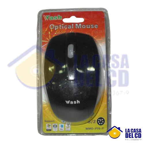 Optical Mouse Marca Wash Ps/2 Para Windows, Mac Y Linux