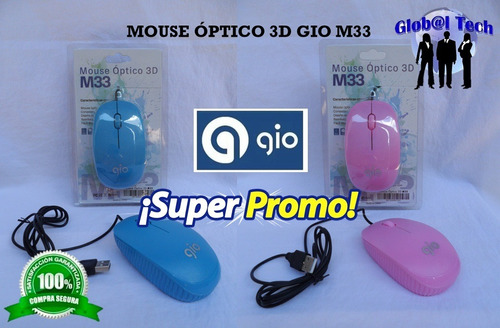 Pack 2 Mouse Usb Óptico Led Para Laptops Y Pc Gio M33