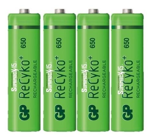 Baterias Recargables Aaa Gp Recyko 650mah Pack 4