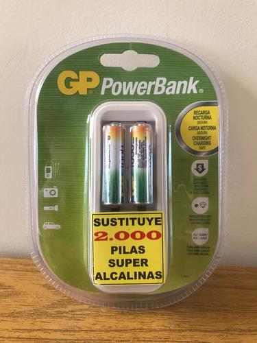 Cargador Gp Mini Power Bank Incluye Aa 2 Aaa 1000mah Nuevo