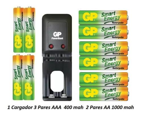 Pilas Baterías Aa 1000 Y Aaa 400 Recargables Cargador Gp