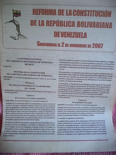 Reforma De La Constitución  No Aprobada En Referendum