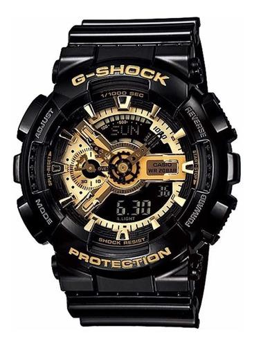 Reloj Casio Negro Con Dorado Doble Hora G-shock