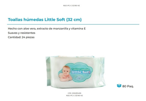 Toallas Húmedas Litte Soft Paquete De 24 Unidades