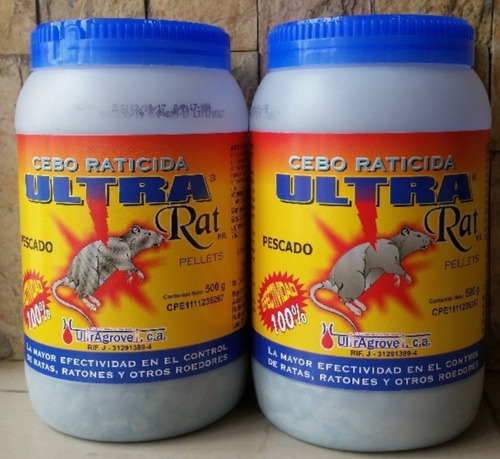 Ultra Rat Cebo Rodenticida Contra Roedores, Ratas, 150gr X 2