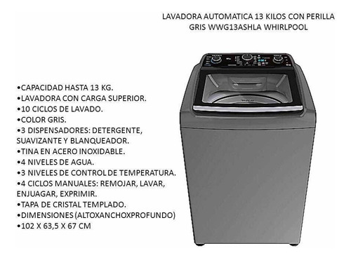 Lavadora Automática 13kg Whirlpool