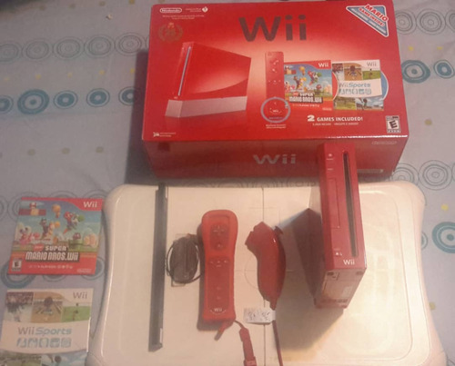 Nintendo Wii Rojo + Wii Fit Como Nuevo Consola Juegos
