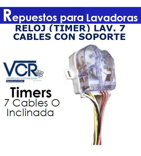 Reloj (timer) Lavadora 7 Cables Con Soporte Diagonal
