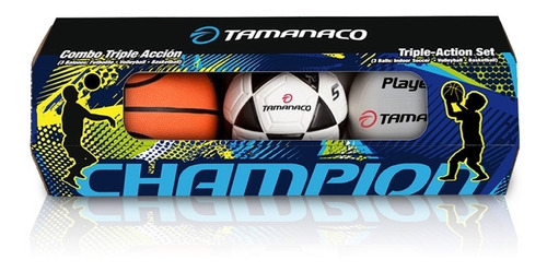 Combo Balon Basket Futbol Voleibol Triple Accion Tamanaco