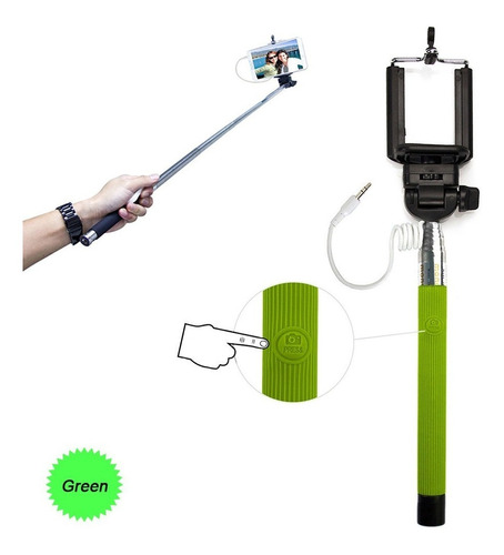Monopod Selfie Fotografia, Verde (green) iPhone & Android