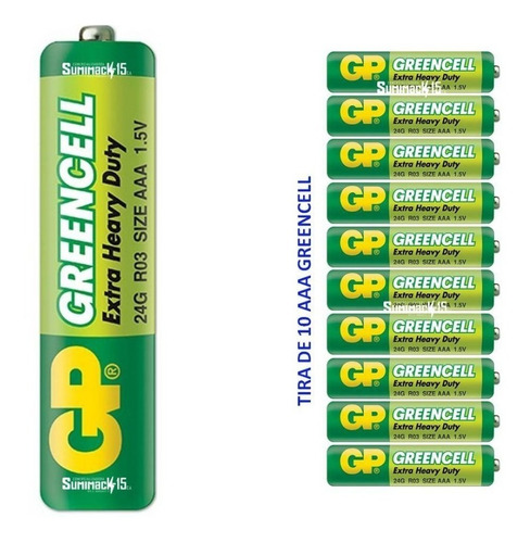 Pilas Aaa Gp Greencell Caja 10 Tiras