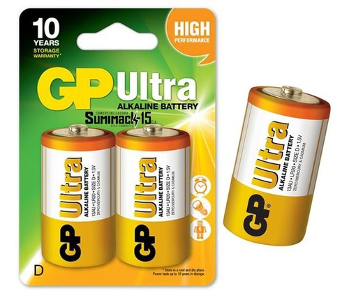 Pilas Tipo D Gp Ultra Alcalina 1.5v Blister De 2 Caja De 10