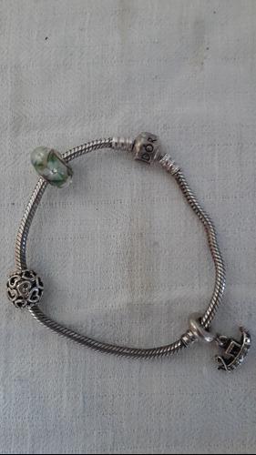 Pulsera Pandora Original, Con 3 Dijes