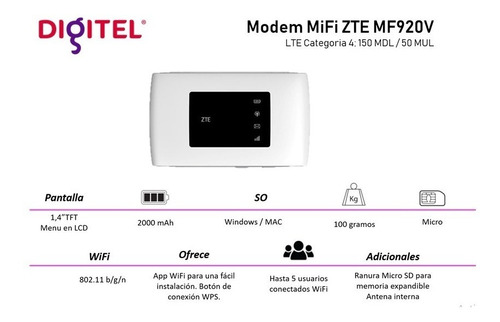 Multibam Mifi 920v Digitel 4g No Incluye Linea