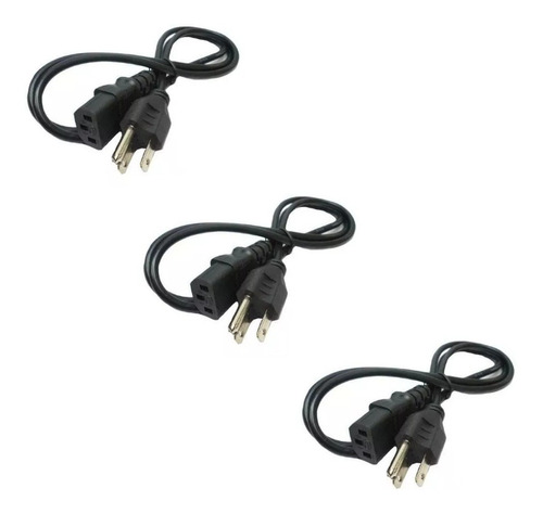 3 Cable Poder Corriente Para Computadora Impresora Monitor