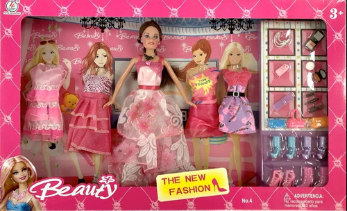 Muñeca Barbie Beauty + Vestidos Ac Juguete Niña Niñas