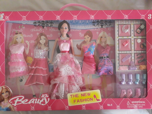 Muñeca Barbie Fashion Cambio De Vestidos Accesorios Juguete