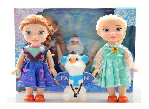 Muñecas Disney Frozen Elsa Ana Olaf Ser De 3 Pzas Tamaño 7