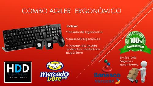 Combo Agiler Teclado + Mouse + Cornetas Nuevo Chacaito!