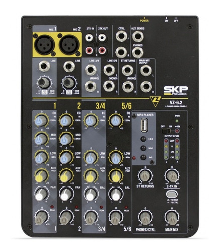 Consola De Audio Profesional Skp Vz-6.2 De 6ch Usb